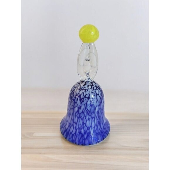 Vintage Art Glass Bell with Blown Glass top and bottom Czech Republic 5.5" tall - Picture 1 of 6